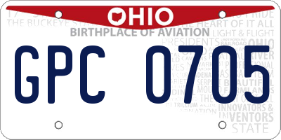OH license plate GPC0705