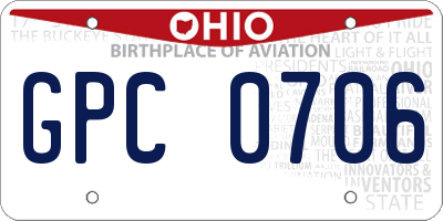 OH license plate GPC0706