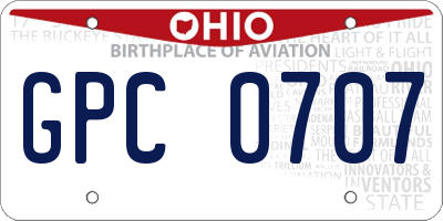 OH license plate GPC0707