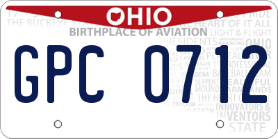 OH license plate GPC0712