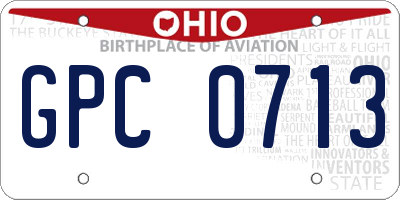 OH license plate GPC0713