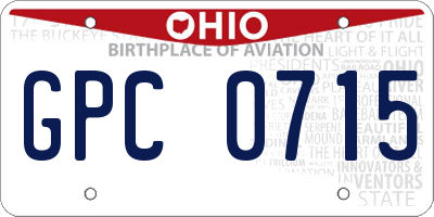 OH license plate GPC0715
