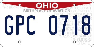 OH license plate GPC0718