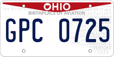 OH license plate GPC0725