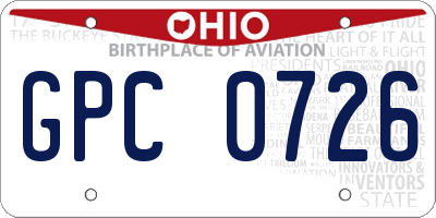 OH license plate GPC0726
