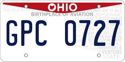 OH license plate GPC0727