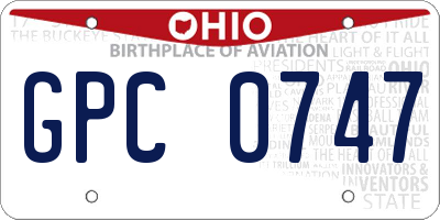 OH license plate GPC0747