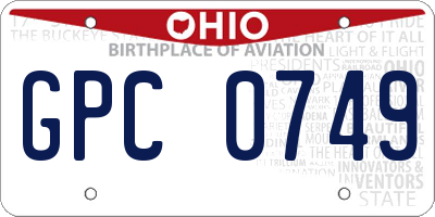 OH license plate GPC0749