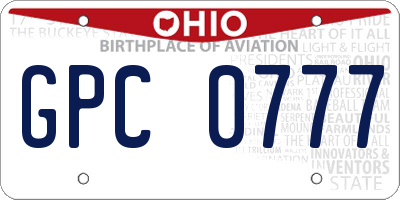 OH license plate GPC0777