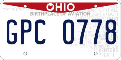 OH license plate GPC0778