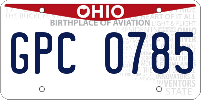 OH license plate GPC0785