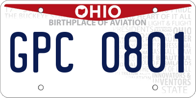 OH license plate GPC0801