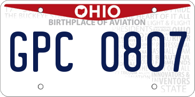 OH license plate GPC0807