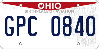 OH license plate GPC0840