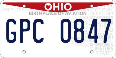 OH license plate GPC0847
