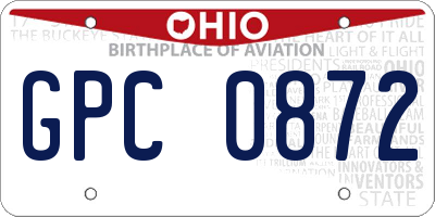 OH license plate GPC0872