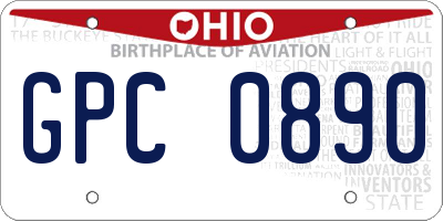 OH license plate GPC0890