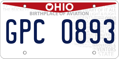 OH license plate GPC0893