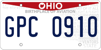 OH license plate GPC0910