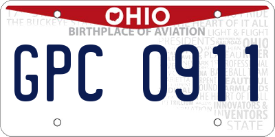 OH license plate GPC0911