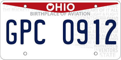 OH license plate GPC0912
