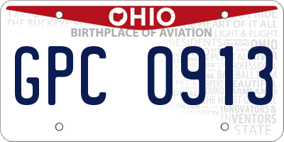OH license plate GPC0913