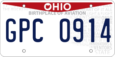 OH license plate GPC0914