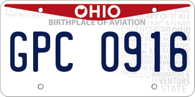 OH license plate GPC0916