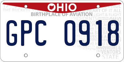 OH license plate GPC0918