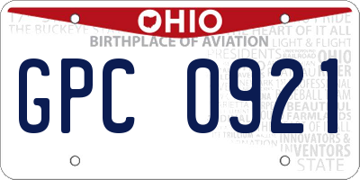 OH license plate GPC0921