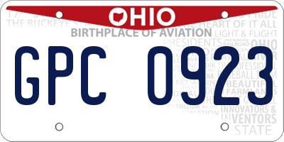 OH license plate GPC0923