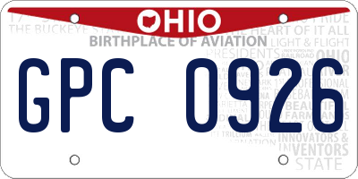 OH license plate GPC0926