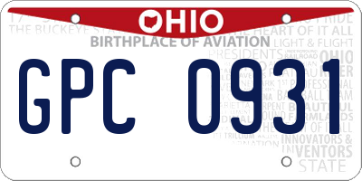 OH license plate GPC0931