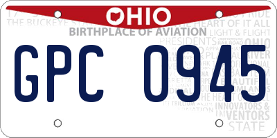 OH license plate GPC0945