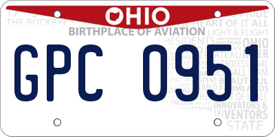OH license plate GPC0951