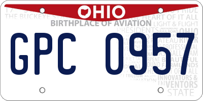 OH license plate GPC0957