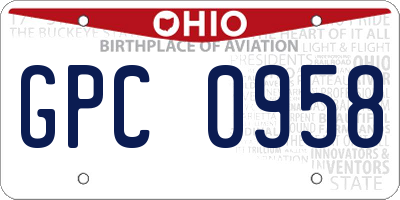 OH license plate GPC0958