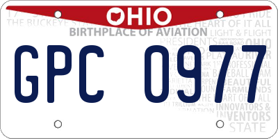OH license plate GPC0977