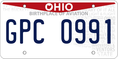 OH license plate GPC0991