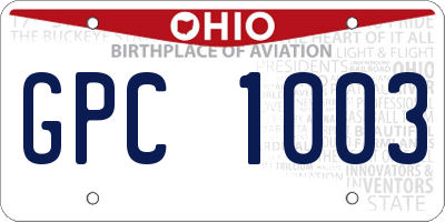 OH license plate GPC1003