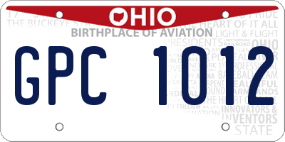 OH license plate GPC1012