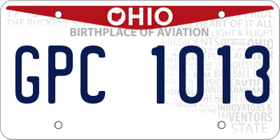 OH license plate GPC1013