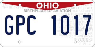 OH license plate GPC1017