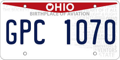 OH license plate GPC1070