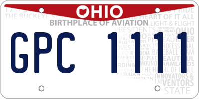 OH license plate GPC1111