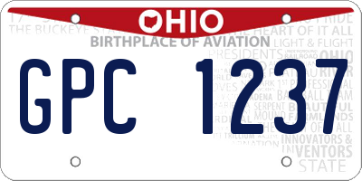 OH license plate GPC1237