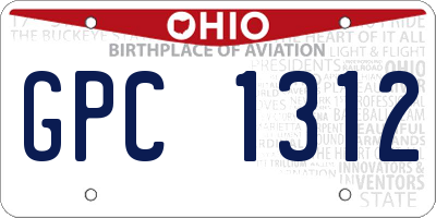 OH license plate GPC1312