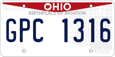 OH license plate GPC1316