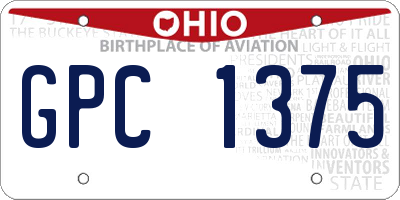 OH license plate GPC1375