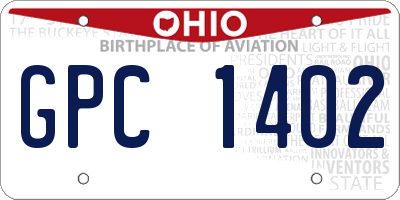 OH license plate GPC1402